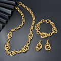 Western Jewelry Set Geometric Round Band Mutual Clasp Pair Band Necklace Bracelet Set Earrings Set Women Fashionable Versatile