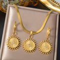Overseas Fashionable Round Helm Pendant Knife Lens Chain Necklace Earrings Set Simple Western New Versatile 2-Piece Set