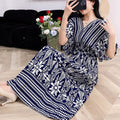 Women's Chinese French Short Sleeve V-Neck Printed Dress + Skirt 2026 - 1-1#