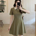 Summer Trendy Casual Short Sleeve Waist-Tie Dress + Long Skirt