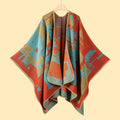 Women's Fall-Winter Ethnic Versatile Slit Plaid Shawl + Cape 2026 - Red