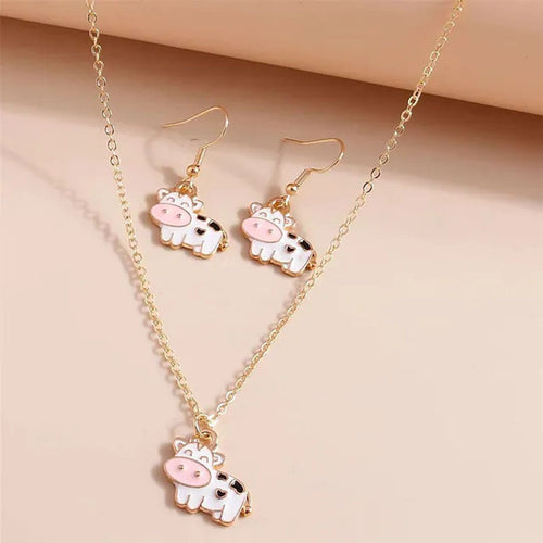 2025 New Western Kids Necklace Stud Set Overseas wish Bestseller Student Cow Accessory Women 6252