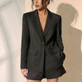 Women's Lace Tie-Front Waist-Tie Lightweight Blazer 2026 - Black