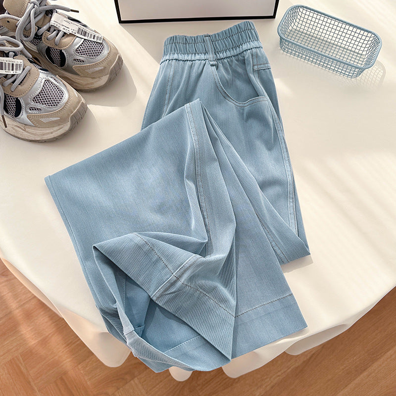 Spring-Summer Korean Casual Tencel High Waist Drapey Lightweight Wide Leg Pants