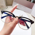 Overseas 3016 Plano Unisex Frame Anti-Blue Computer Goggles Glasses Half-Rim Browline Stud Glasses Frame Metal Frame