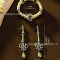 Vintage Accessory Full Diamond Bone Head Saturn Double-Layer Pearl Bracelet Light Luxury Niche Design Detail Personality Earrings Wholesale