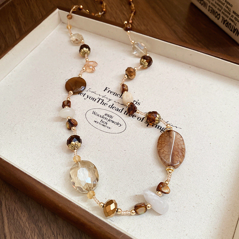 Butterfly Flower Crystal Bead Layered Necklace - view 11