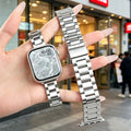 Fits Apple Band apple11 Band 3 Bead Chain Style Precision Steel iwatch10 Metal Couples Men Watch Band