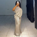 2026 Summer Casual V-Neck Striped Short Sleeve Top + Wide Leg Pants Set