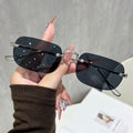 Rimless Square Women Sunglasses UV-Proof Premium Sunshade Glasses Beveled Metal Personality Trendy Sunglasses