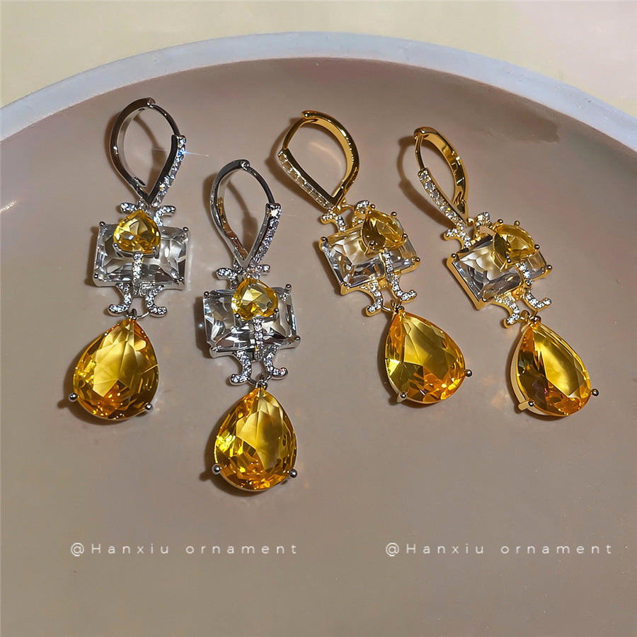 18K Gold-Plated Zircon Square Teardrop Huggie Earrings - view 2