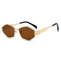 Overseas Sunglasses New Quilted Shape Arc de Triomphe Influencer Fashionable Glasses Metal Small-Frame Polygon Sunshade Sunglasses