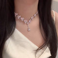 Pink Crystal Necklace Light Luxury Evening Gown Clavicle Chain Women 2026 New Bestseller Premium Choker Luxury Necklace