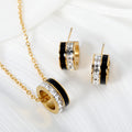 Western Exquisite Asymmetric Luxury Creative Polygon Geometric Band Shape Texture Glaze Heart Earrings Necklace Set