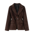 Women's Lapel Collar Waist-Tie Jacket 2026 | Trendy Jacket - Coffee