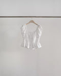 Summer Korean Gentle Puff Sleeve Waist-Tie Pleated Shirt
