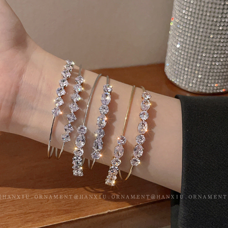 Zircon Bow Open Cuff Bracelet - view 2