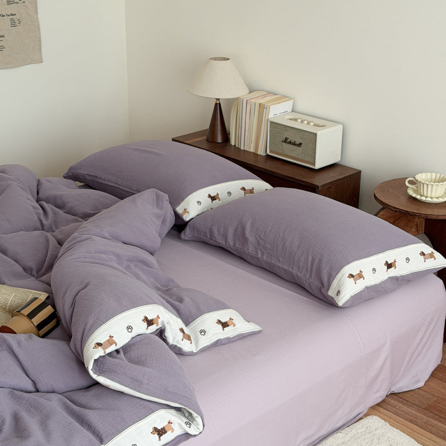 Dusty Rose Pink Crinkle Gauze Cotton 4-Piece Bedding Set - view 4