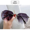 New Polygon Women Sunglasses Big Face Slender Ocean Lens Influencer Rimless Sunglasses Rimless Beveled Sunglasses
