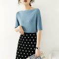 Summer Short Sleeve Boat Neck High Waist Cropped Knit Top + Tee