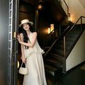 Summer French Vacation V-Neck Ruffle Dress + Long Skirt