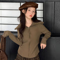 Girls' Big Lapel Cardigan & Plaid Curved-Leg Pants Set