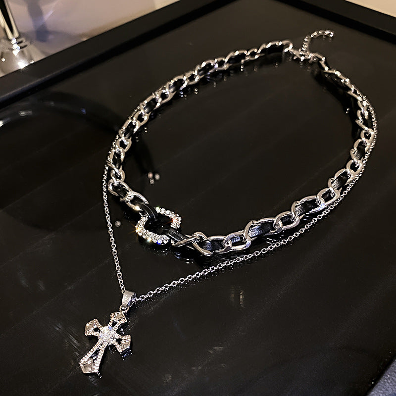 Silver-Tone Metal Cross Layered Necklace - view 10