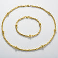 2025 Summer New Western Trendy Chain Metal Thick Copper Gold Plated Bracelet Clavicle Chain Bracelet Necklace Set