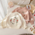 Girls' Bunny Embroidery Knit Pullover Sweater