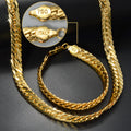 Western Fashionable Handmade Chain Necklace Bracelet Set Gold Retro Simple Twist Grain Daily Versatile Necklace