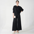 Fashion Elegant Pleated Wide Leg Pants + Top 2-Piece Set