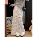 Spring Plus Size Lace Floral Printed Skirt + Long Skirt