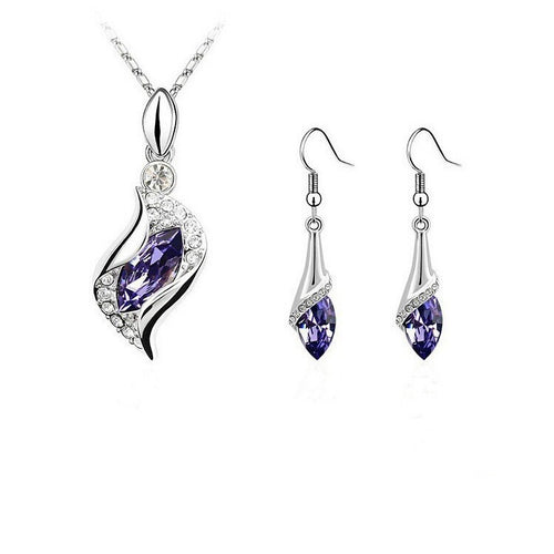 EU/US Import Simple Imit. Czech Jewelry Teardrop Necklace 2-Pc Set Angel Sprite Accessory