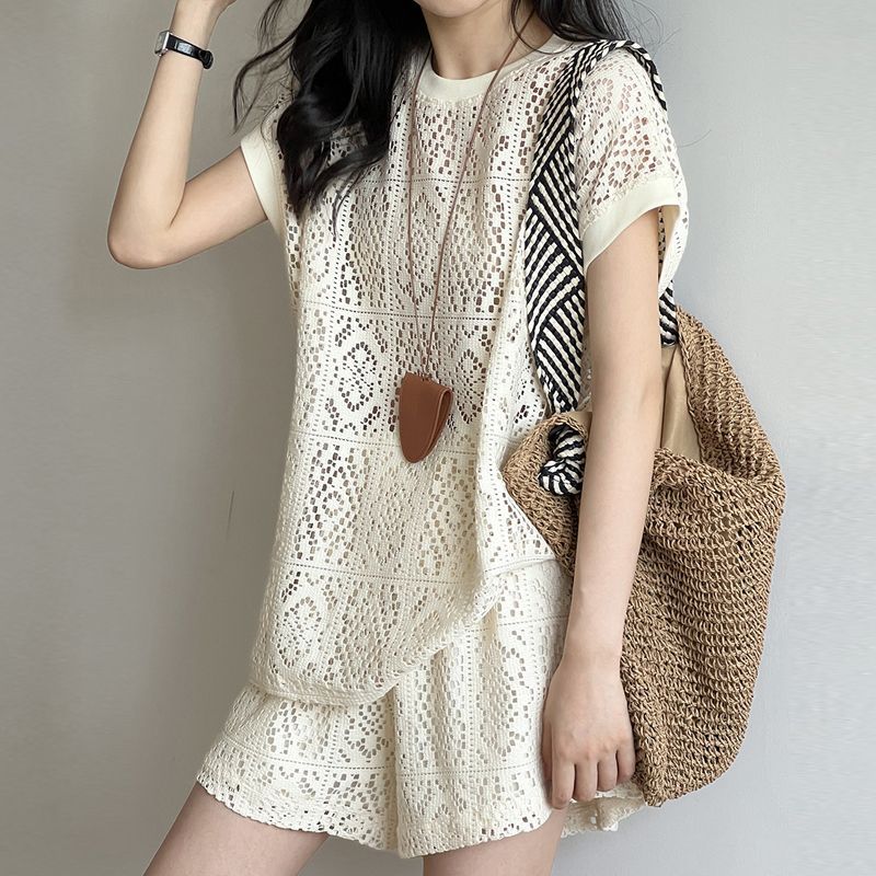 Summer Luxury Slimming Petite Hollow-Out Shorts + Top 2-Piece Set