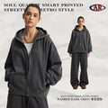 ARTIE Men's Distressed Washed Frayed Edge Spliced Hoodie & Pants Set