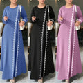 Women's Casual Fashion Long Sleeve Lace Trim Loose Dress 2026 | Elegant Summer Dress - Blue