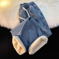 Fall-Winter Petite Lined Elastic Wide Leg Straight Leg Pants