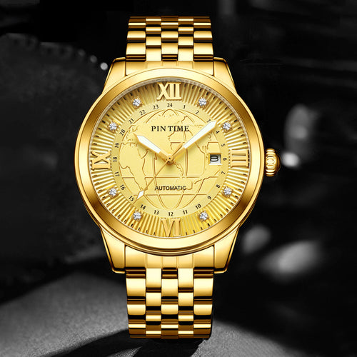 Item Time Watch Men Mechanical Watch Self-Winding Mens Watch Light Luxury Formal Mechanical Gold Watch Men Premium Waterproof Mens Watch