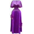 Slimming Plus Size Pleated Skirt + Long Skirt + Top 2-Piece Set