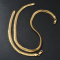 Overseas Fashionable Plated 18K Gold Cuban Chain Simple New Trendy Dubai Jewelry Set Necklace Bracelet Set 2-Piece Set