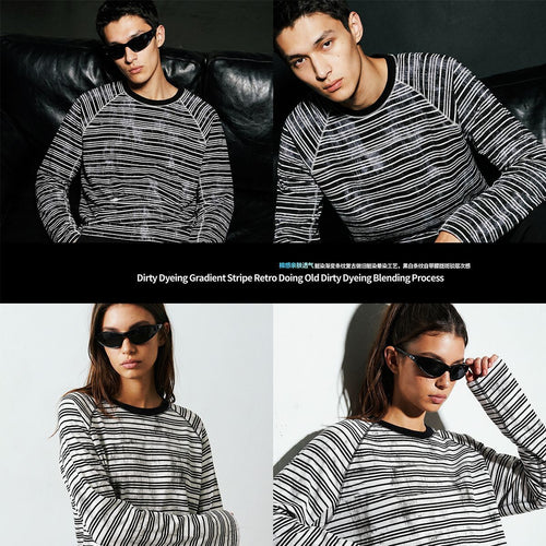 Men's Western Retro Dirty Dye Raglan Long Sleeve T-Shirt