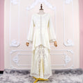 Satin Embroidered Long Sleeve Wavy Edge Loose Skirt + Top 2-Piece Set