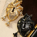 Vintage Full Diamond Heart Necklace Fashionable Personality Vintage Sweater Chain Imperial Western Heavy-Duty Necklace