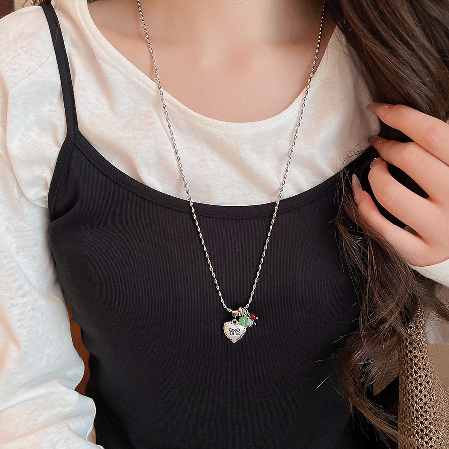 Korean Heart Pendant Pearl Necklace - view 7
