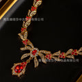 Vintage Accessory Premium vintage Set Inlay Elegant Pendant Necklace Women Fashionable Elegant Light Luxury Necklace Accessory