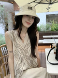 High-End V-Neck Embroidered Sleeveless A-Line Short Dress