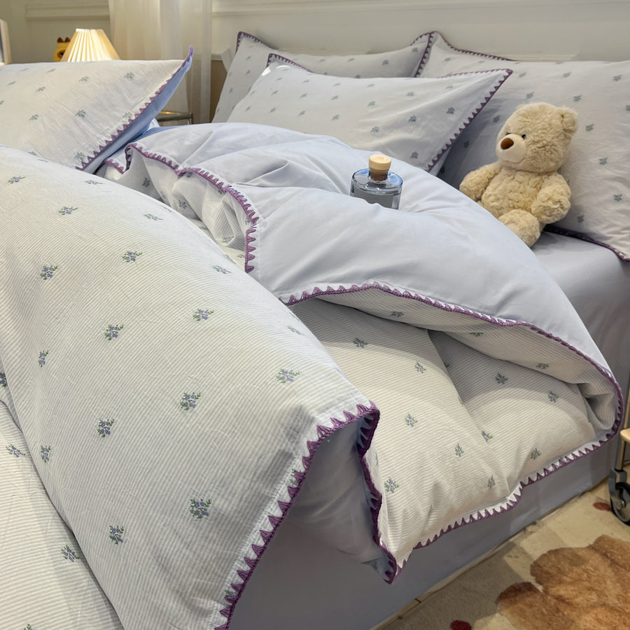 Warm Heart Apple Green Scalloped Jacquard Cotton 4-Piece Bedding Set - view 4