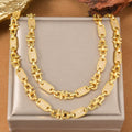 Fashionable New Horseshoe Buckle Spliced Rhinestone Elegant Necklace Emperor King Chain Clavicle Chain Gold Plated Necklace Bracelet Set