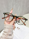Retro Round Glasses Frame Overseas Unisex Fashionable Anti-Blue Bare Face Wear Jewelry Glasses Contrast Stud Frame