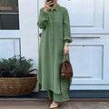 Elegant Long Sleeve Loose Shirt + Pants 2-Piece Set